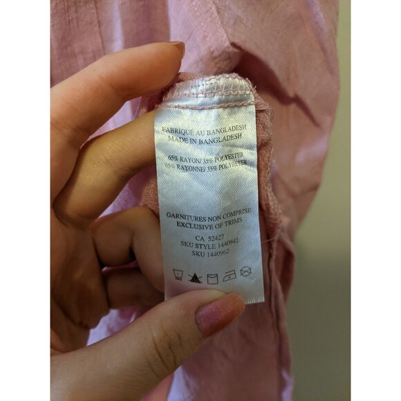 Womens Blush Pink Tunic Button Up V-Neck Top Lagenlook Pastel Boho Coastal Sz L - Picture 7 of 7